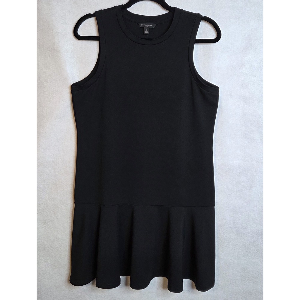 Banana Republic Black Sleeveless Drop Waist Flounce‎ Hem Dress Size S